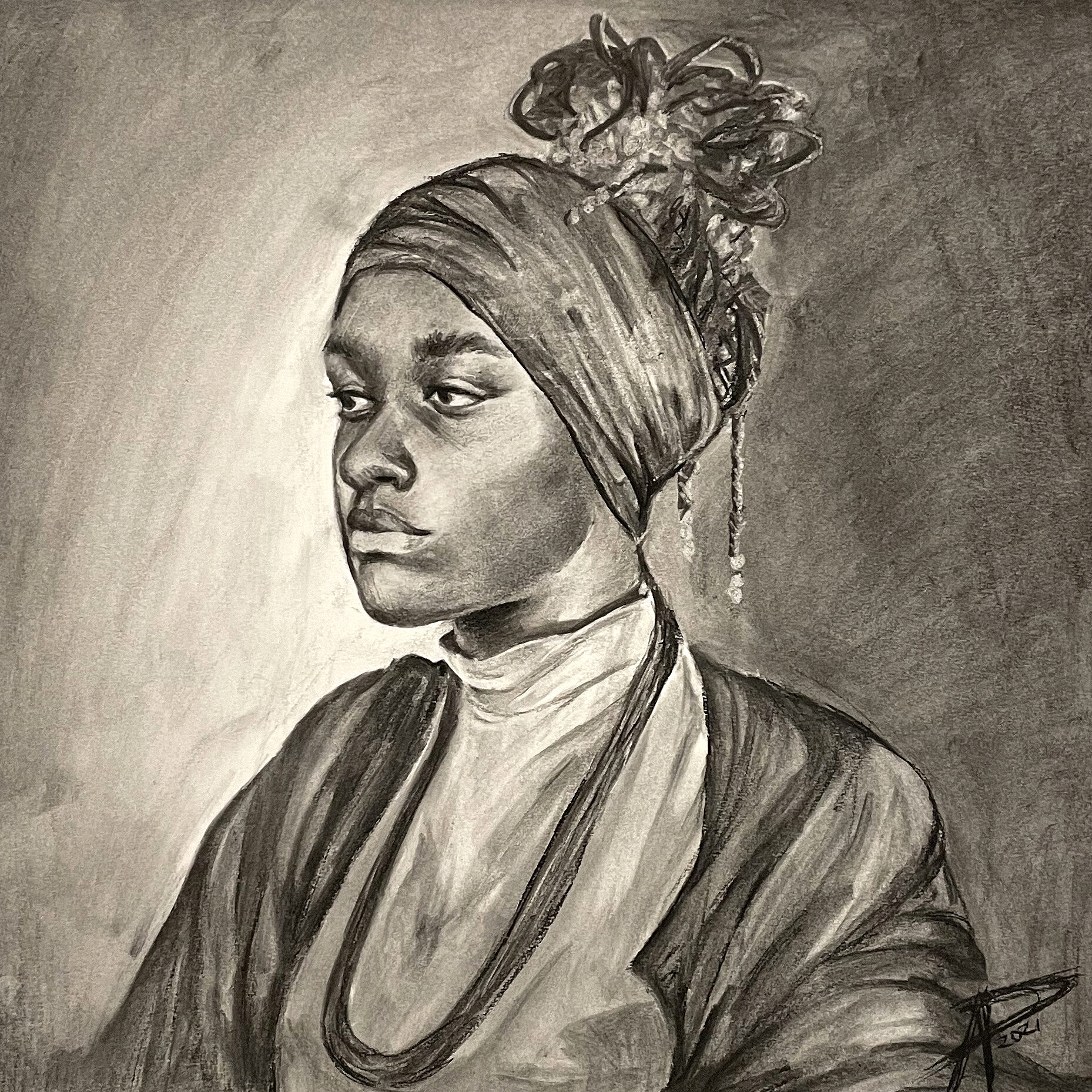 Woman with Head Scarf